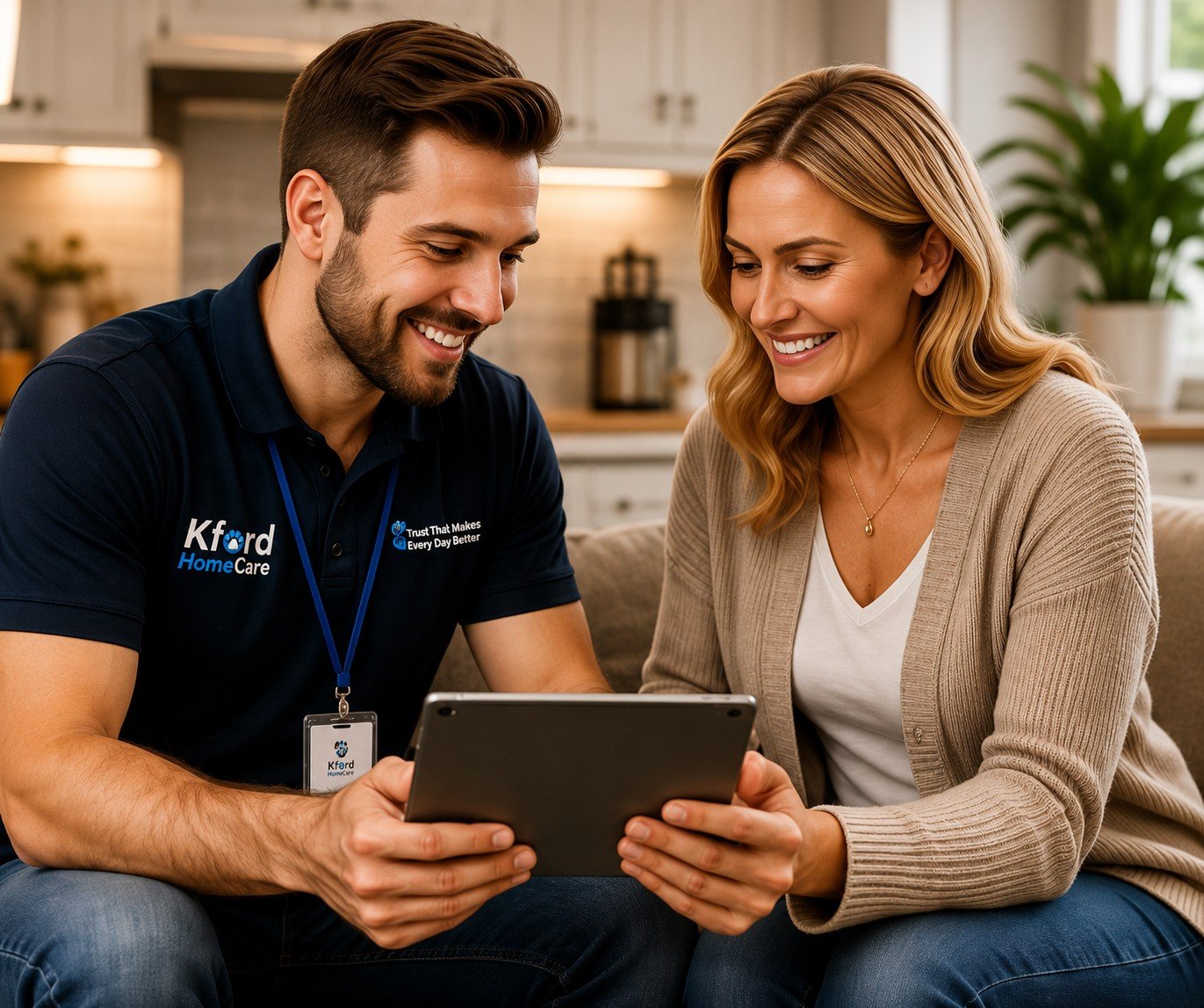 Electrician with customer placeholder